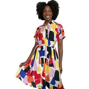 LORRAINE || SQUARE PATTERNED MAXI DRESS || COLORFUL || SIZE: 14